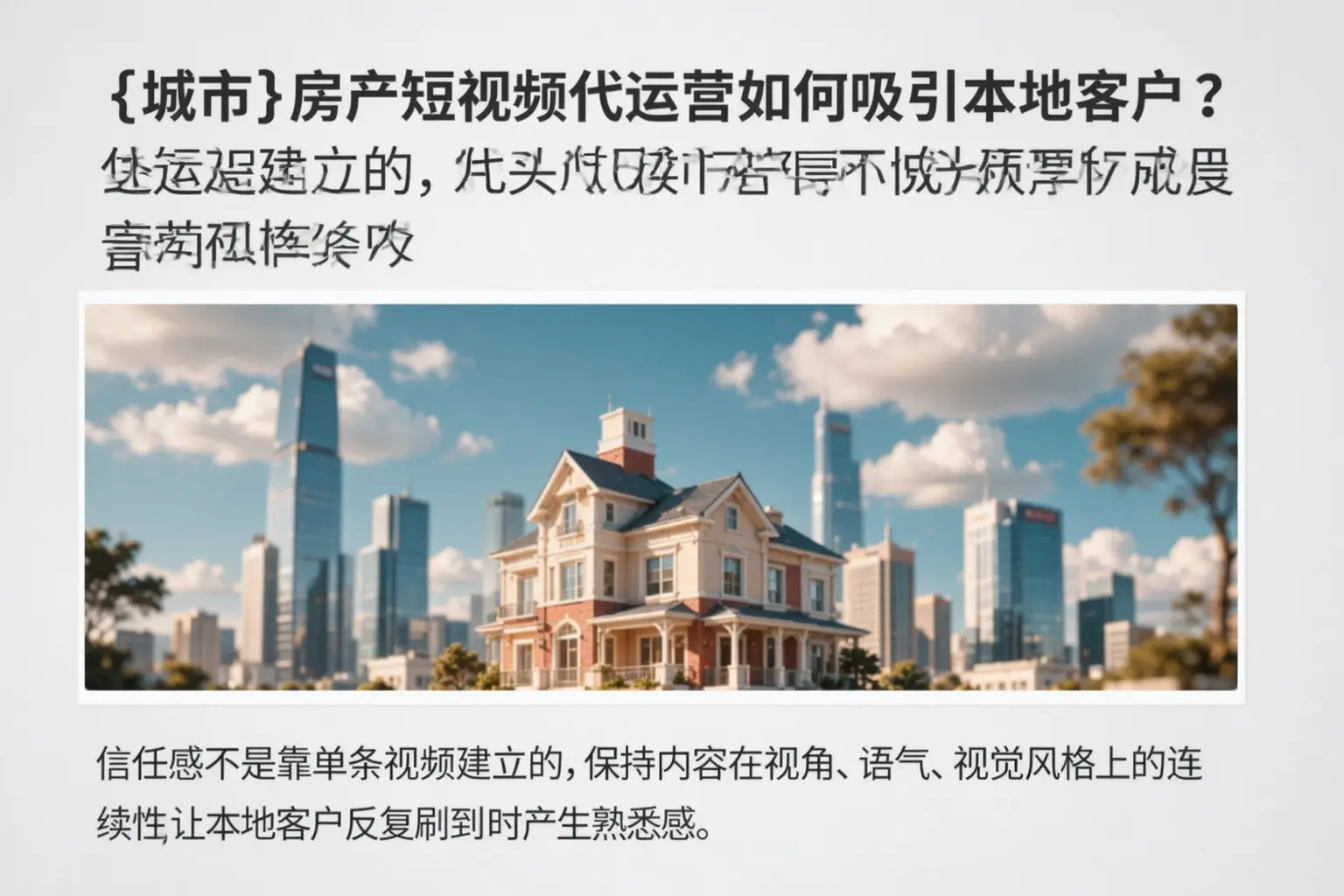 砀山房产短视频代运营如何吸引本地客户？